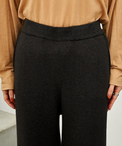 可機洗含絲羅紋針織褲 可搭配套裝