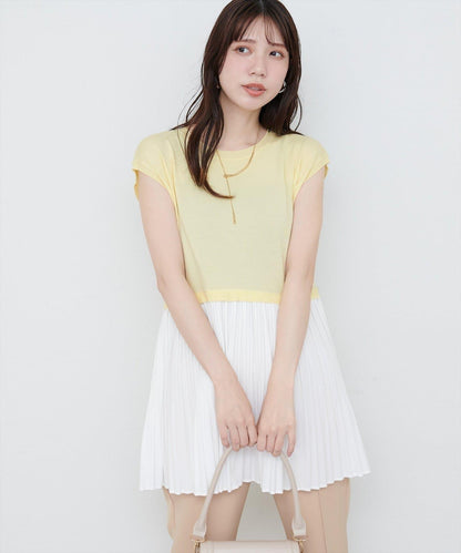 【natural couture】拼接百褶針織衫