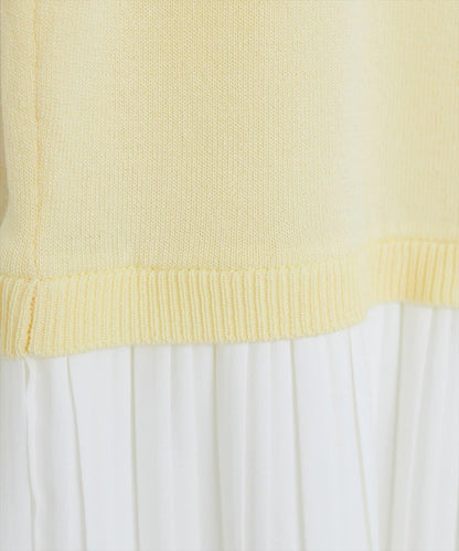 【natural couture】拼接百褶針織衫