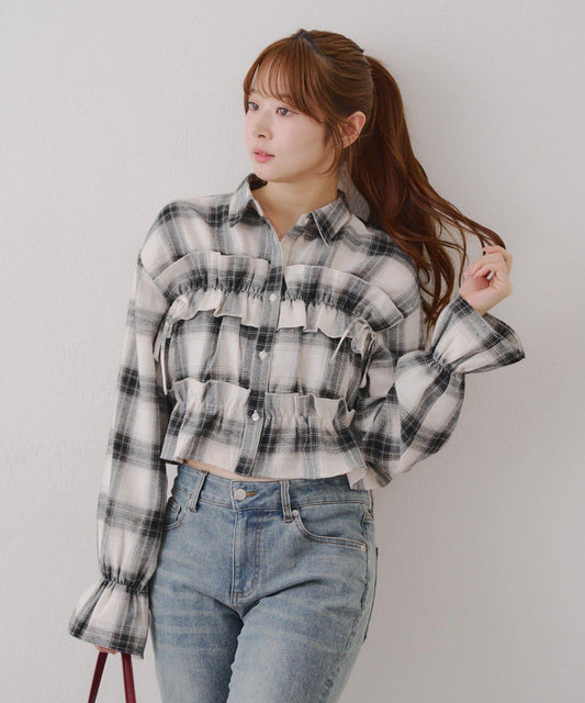 【RMAF】蝴蝶結格子襯衫