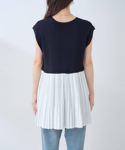 【natural couture】拼接百褶針織衫