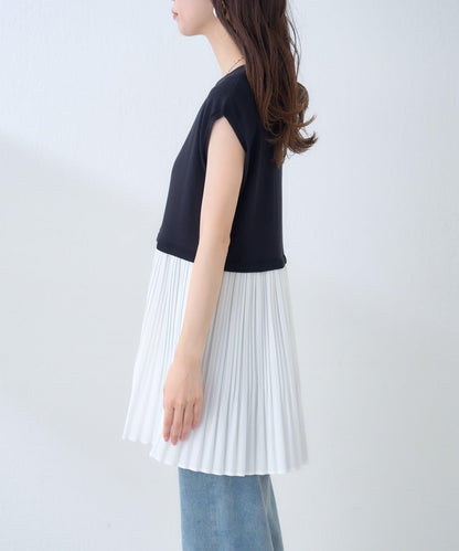 【natural couture】拼接百褶針織衫