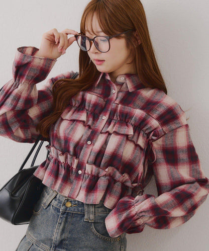 【RMAF】蝴蝶結格子襯衫