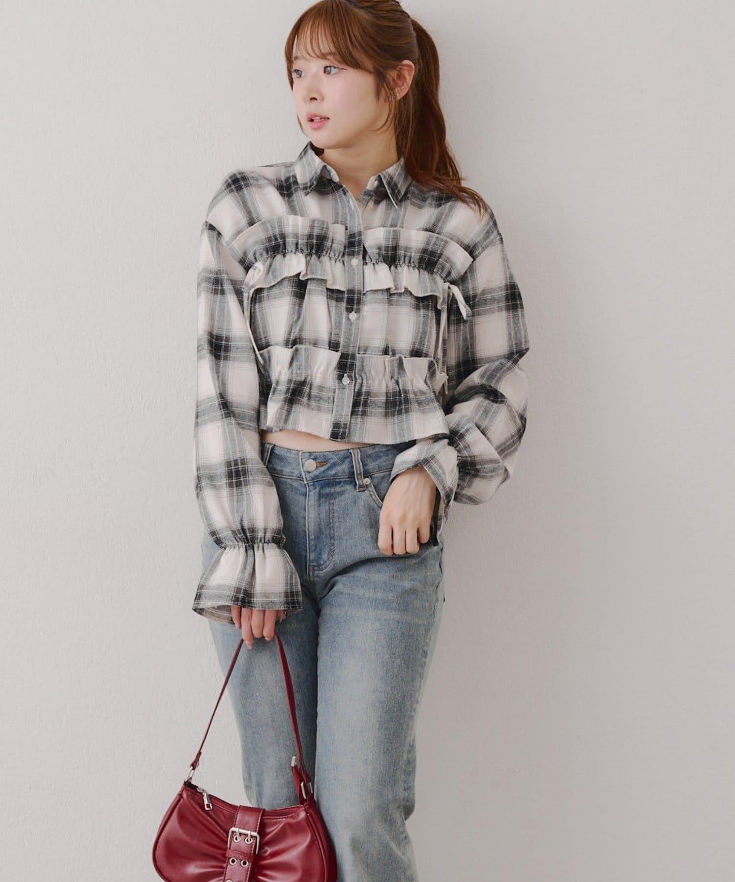 【RMAF】蝴蝶結格子襯衫