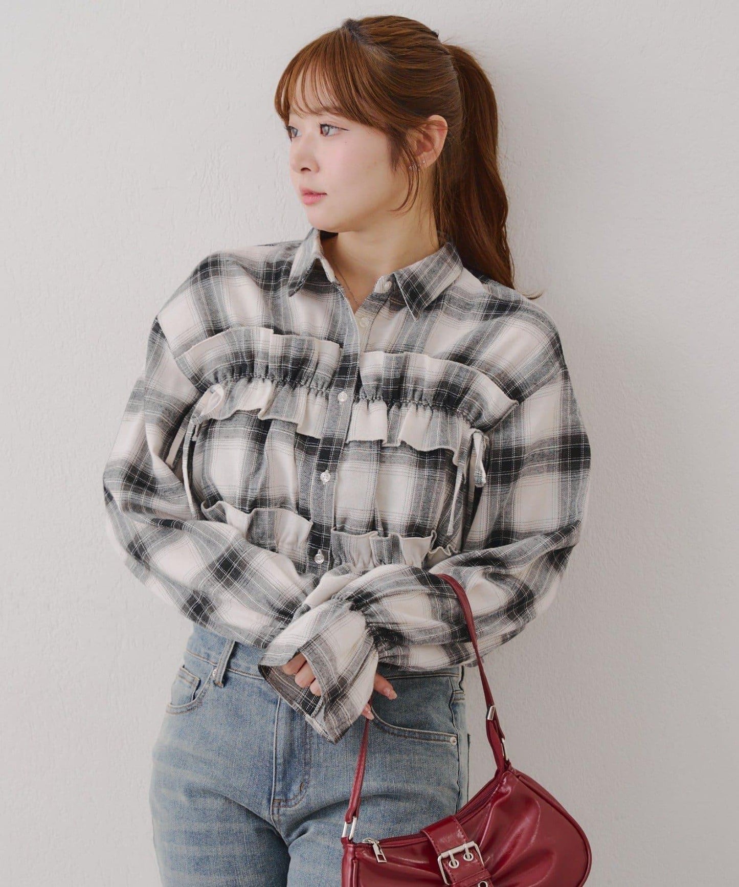 【RMAF】蝴蝶結格子襯衫