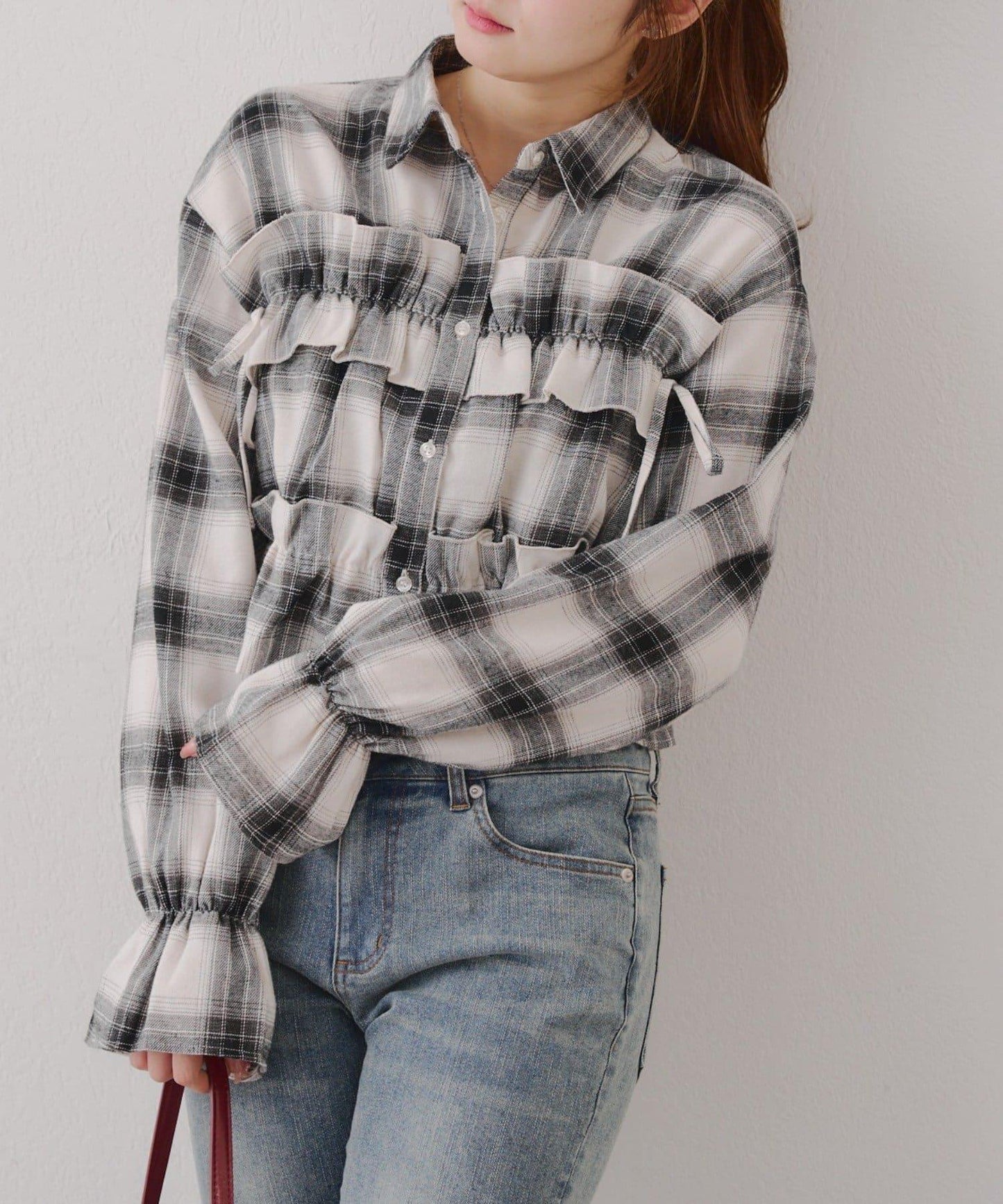 【RMAF】蝴蝶結格子襯衫