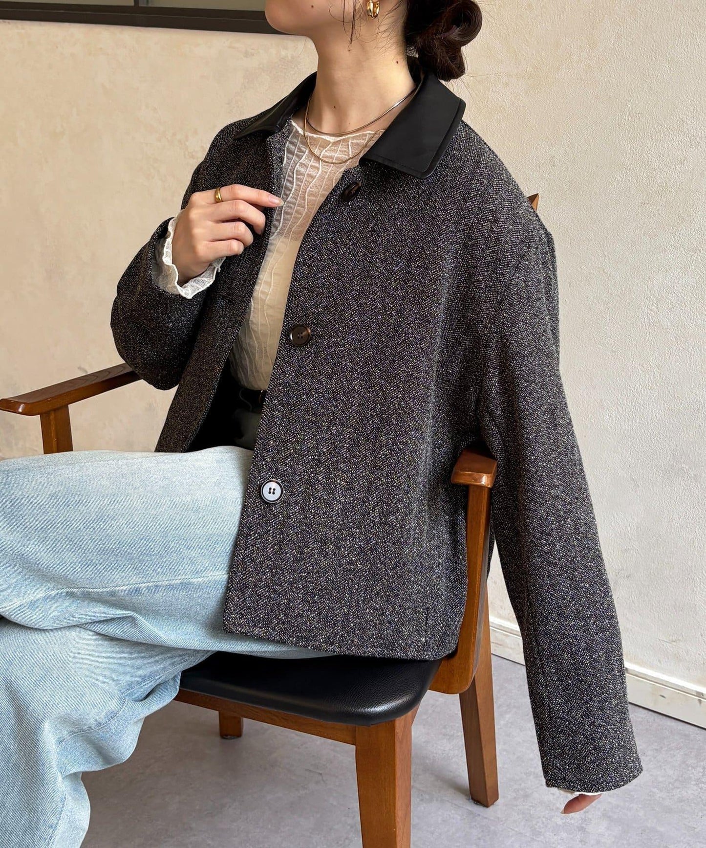 粗花呢短款夾克