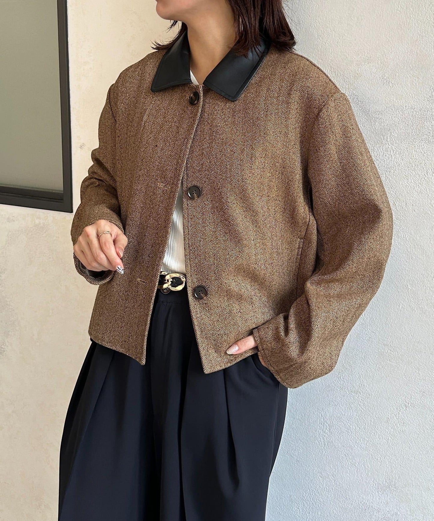 粗花呢短款夾克