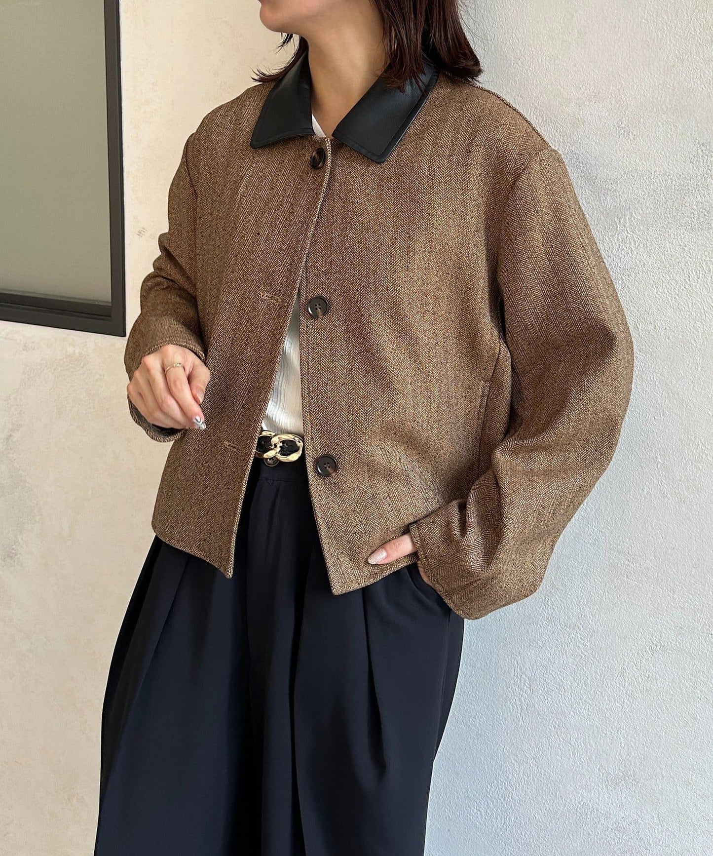 粗花呢短款夾克