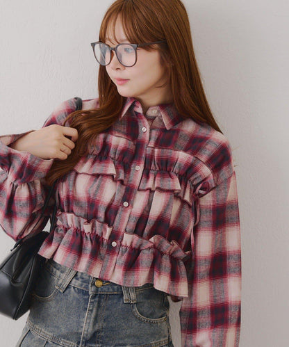 【RMAF】蝴蝶結格子襯衫