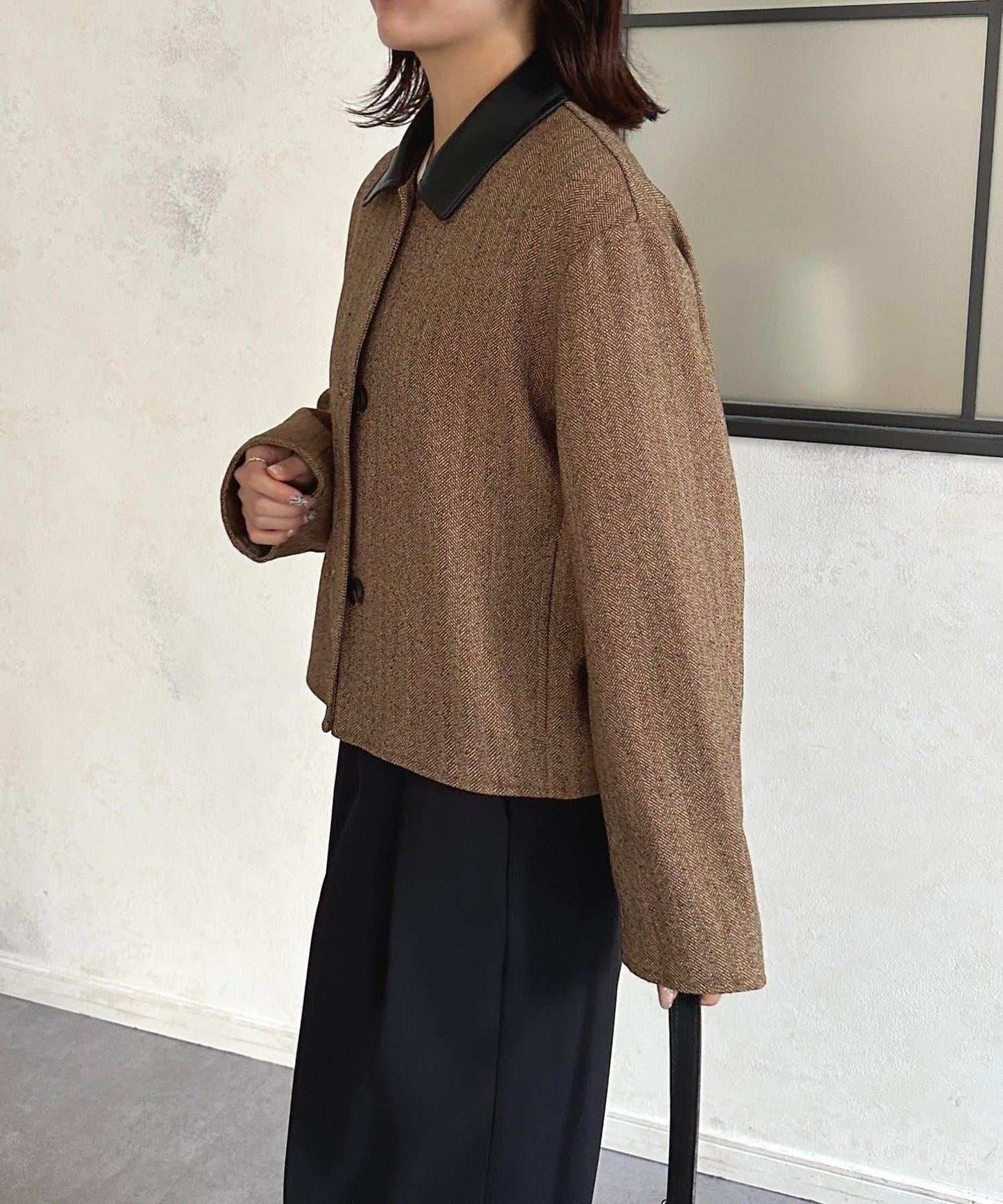 粗花呢短款夾克