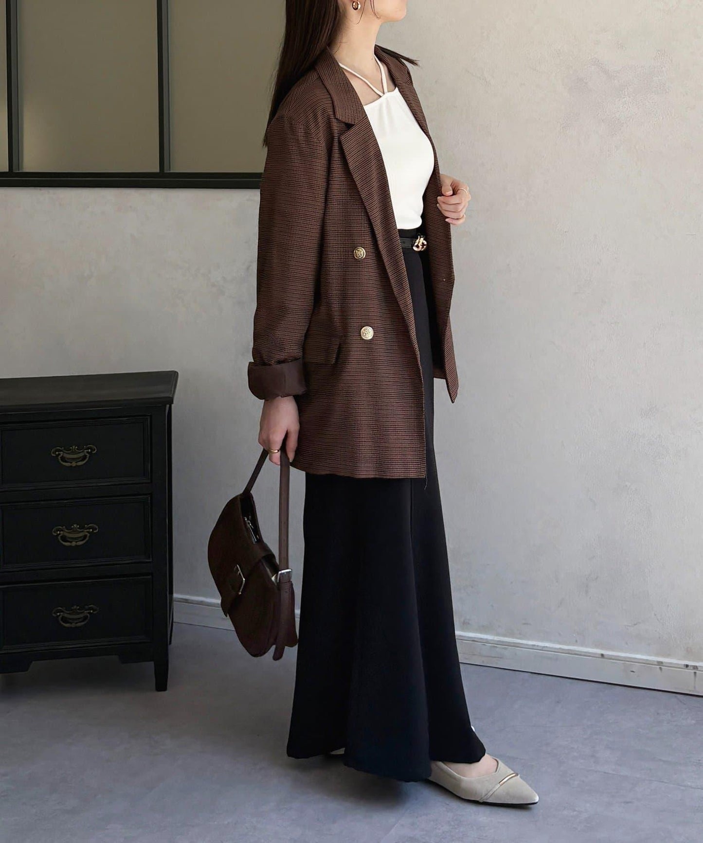 帶吊墜掛脖羅紋套頭衫