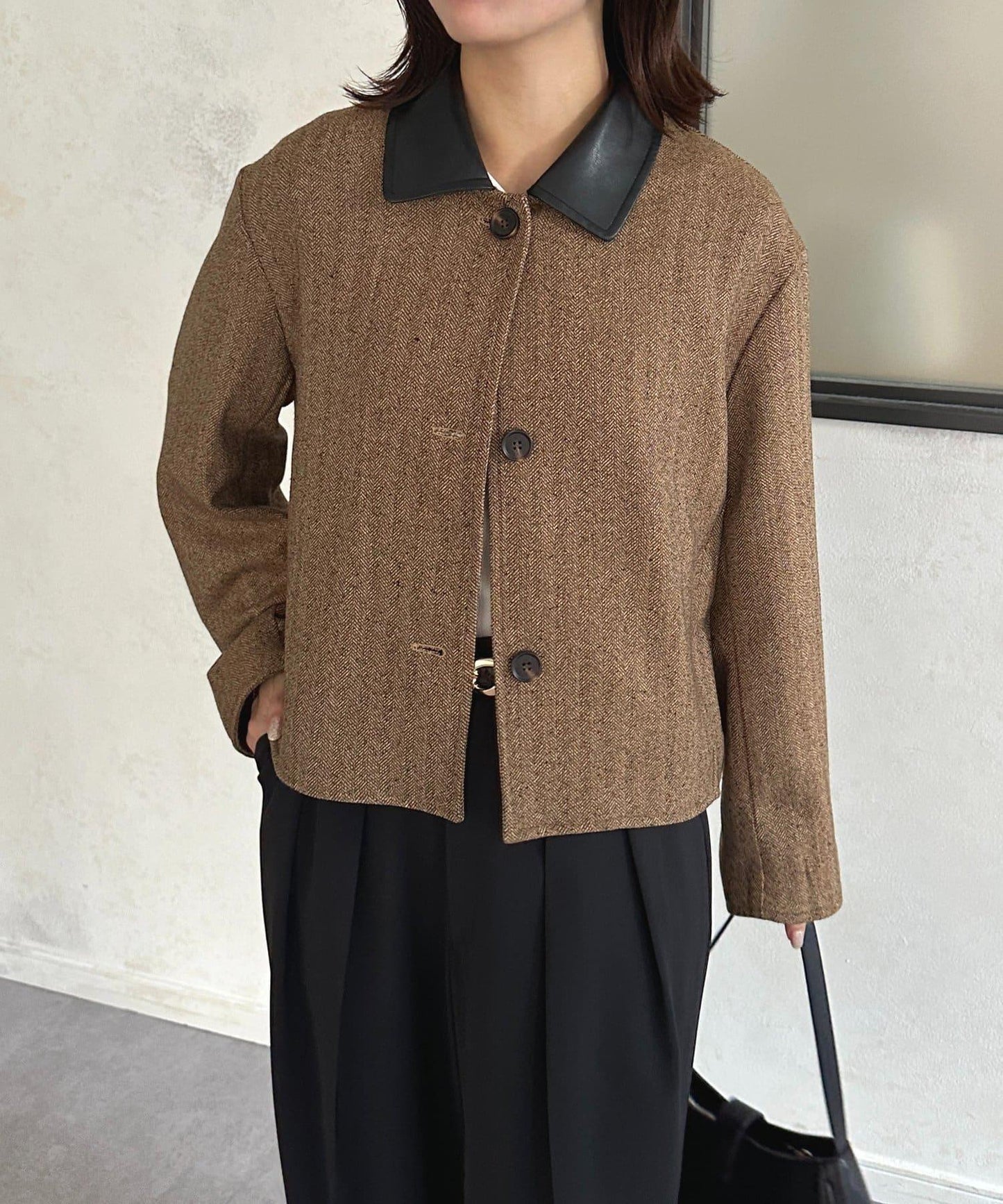 粗花呢短款夾克