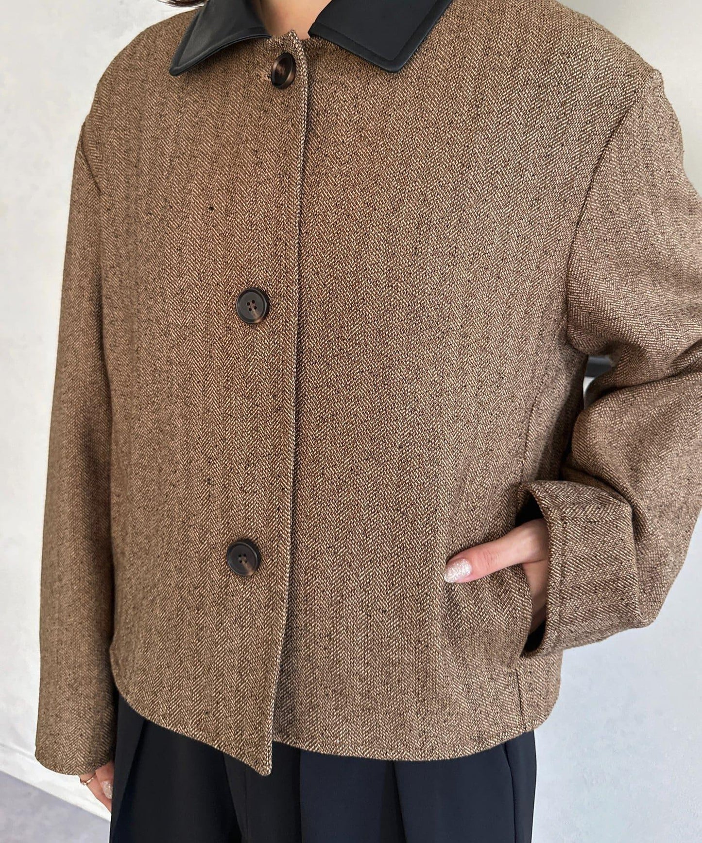 粗花呢短款夾克