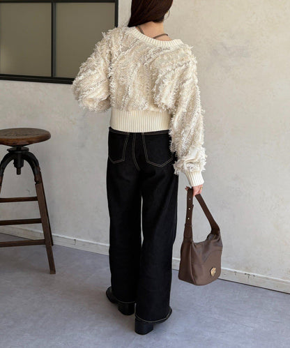 帶吊墜掛脖羅紋套頭衫