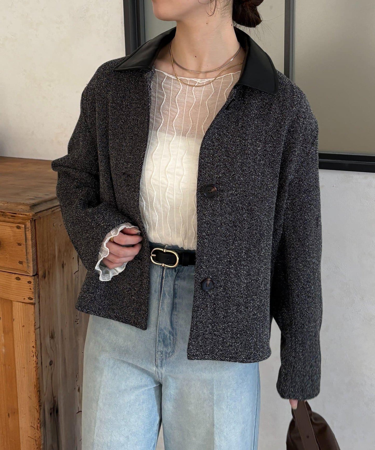 粗花呢短款夾克