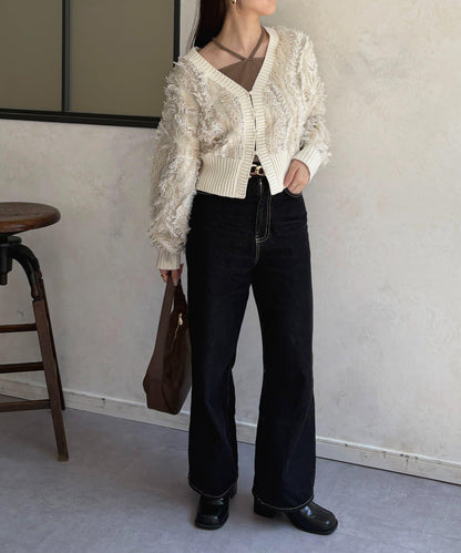 帶吊墜掛脖羅紋套頭衫