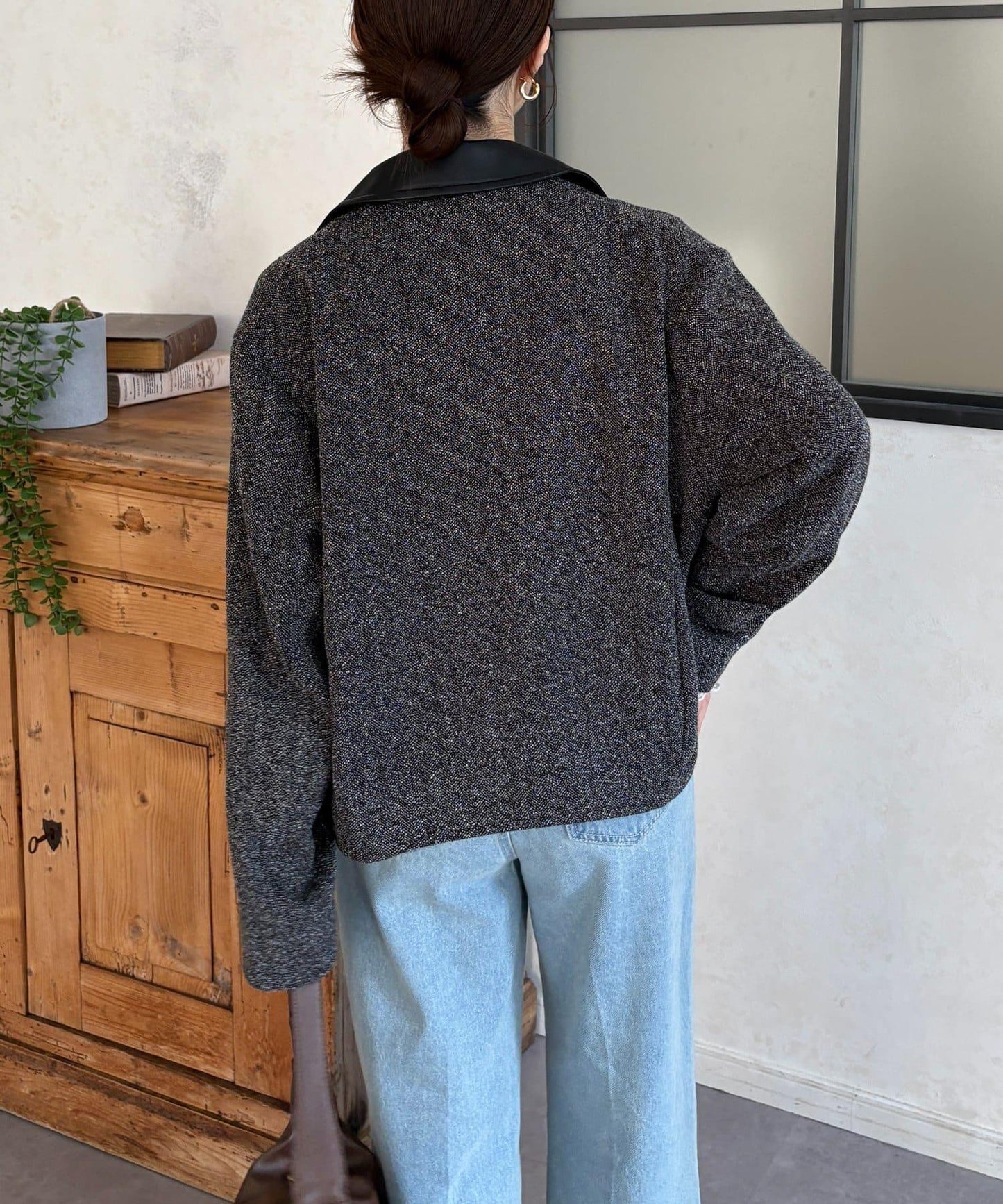 粗花呢短款夾克