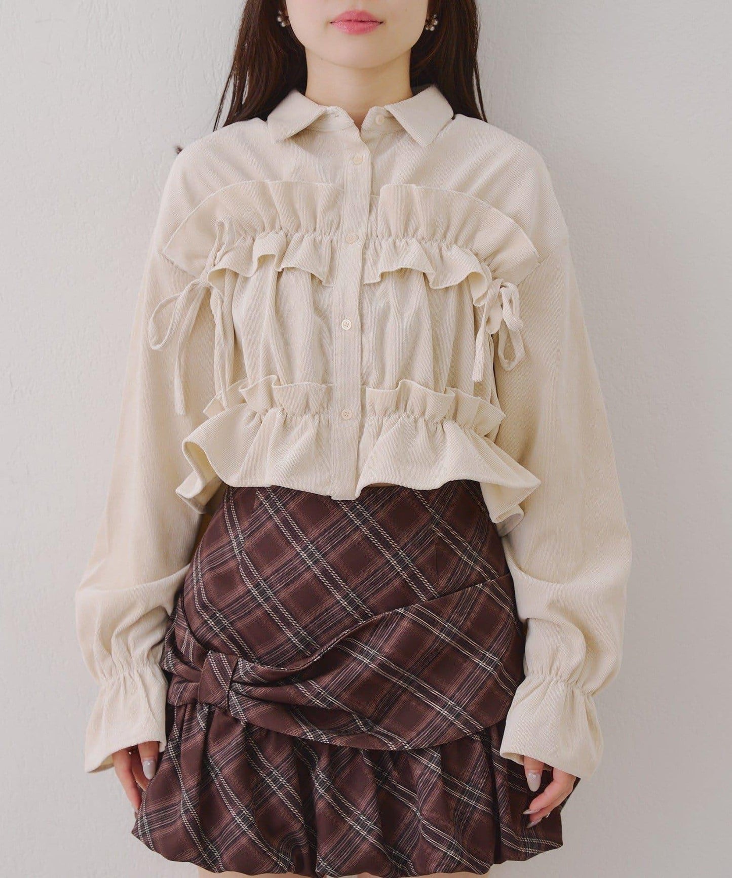 【RMAF】蝴蝶結格子襯衫