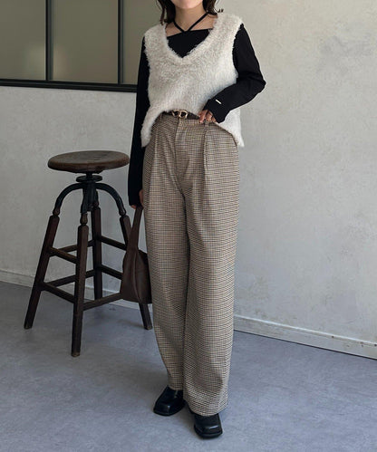 帶吊墜掛脖羅紋套頭衫