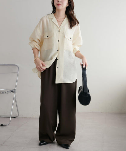 【Discoat】透視黑色紐扣開領襯衫