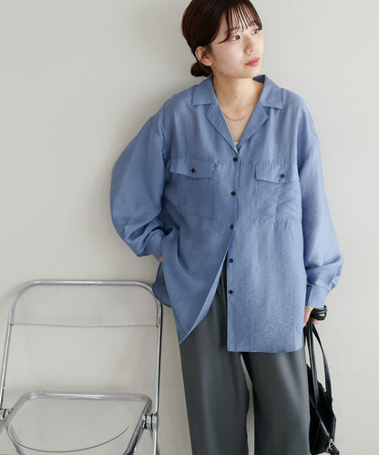 【Discoat】透視黑色紐扣開領襯衫