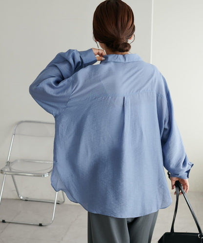 【Discoat】透視黑色紐扣開領襯衫