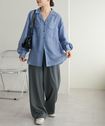 【Discoat】透視黑色紐扣開領襯衫