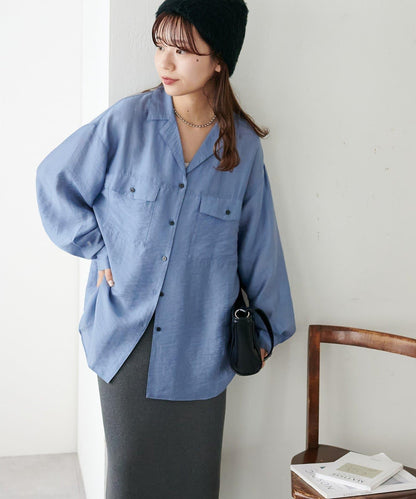 【Discoat】透視黑色紐扣開領襯衫