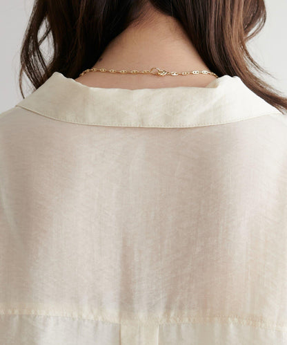 【Discoat】透視黑色紐扣開領襯衫