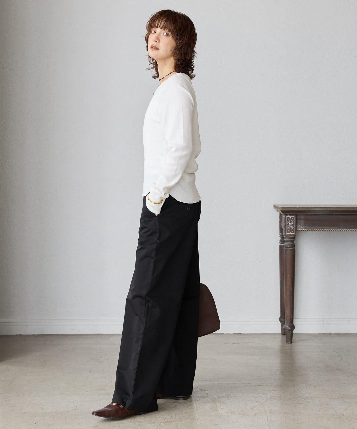 【MONN.:.(モン)】棉質斜紋長褲