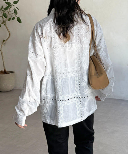 蕾絲刺繡寬鬆襯衫