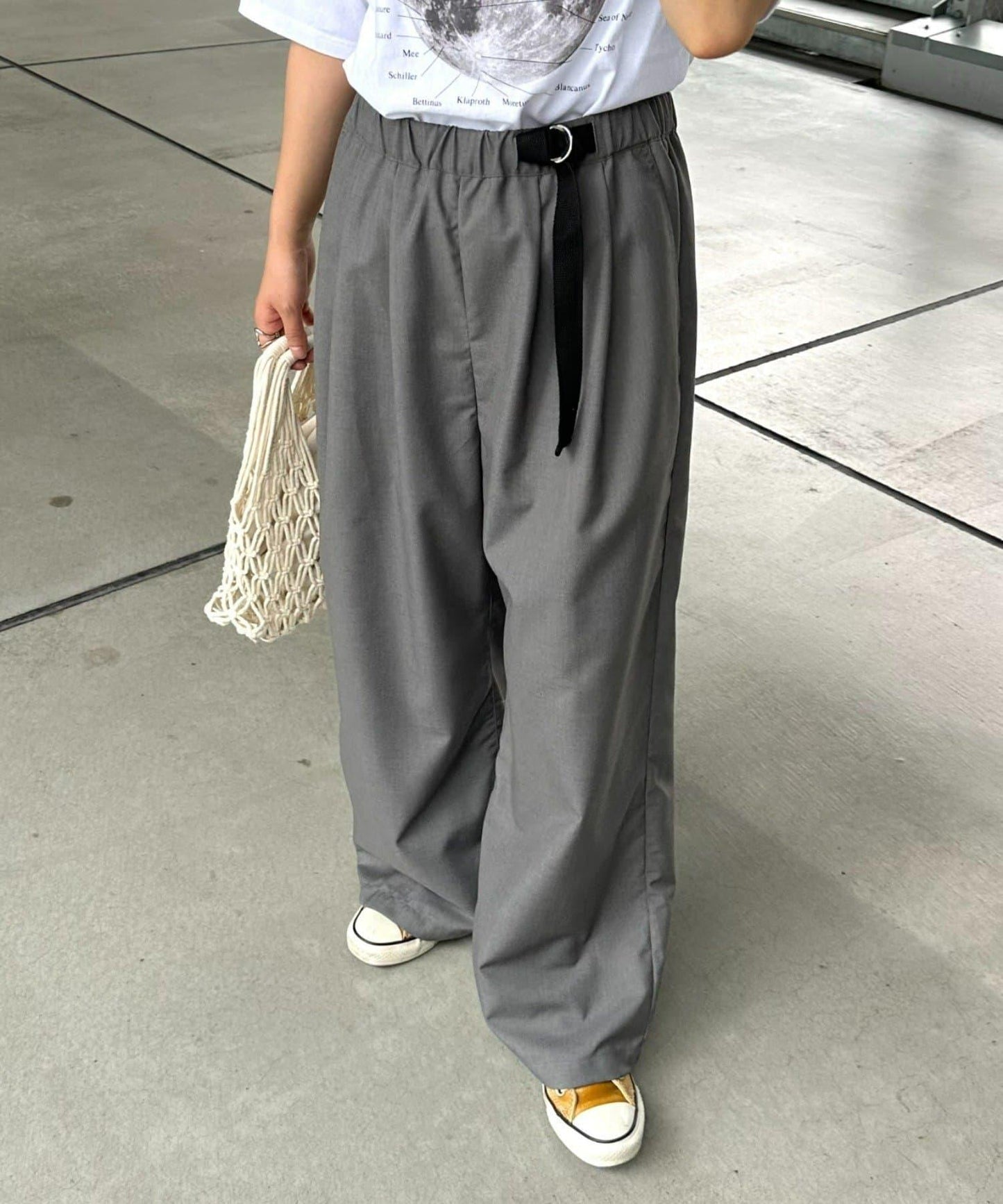 【UNISEX】側邊腰帶寬鬆西裝褲