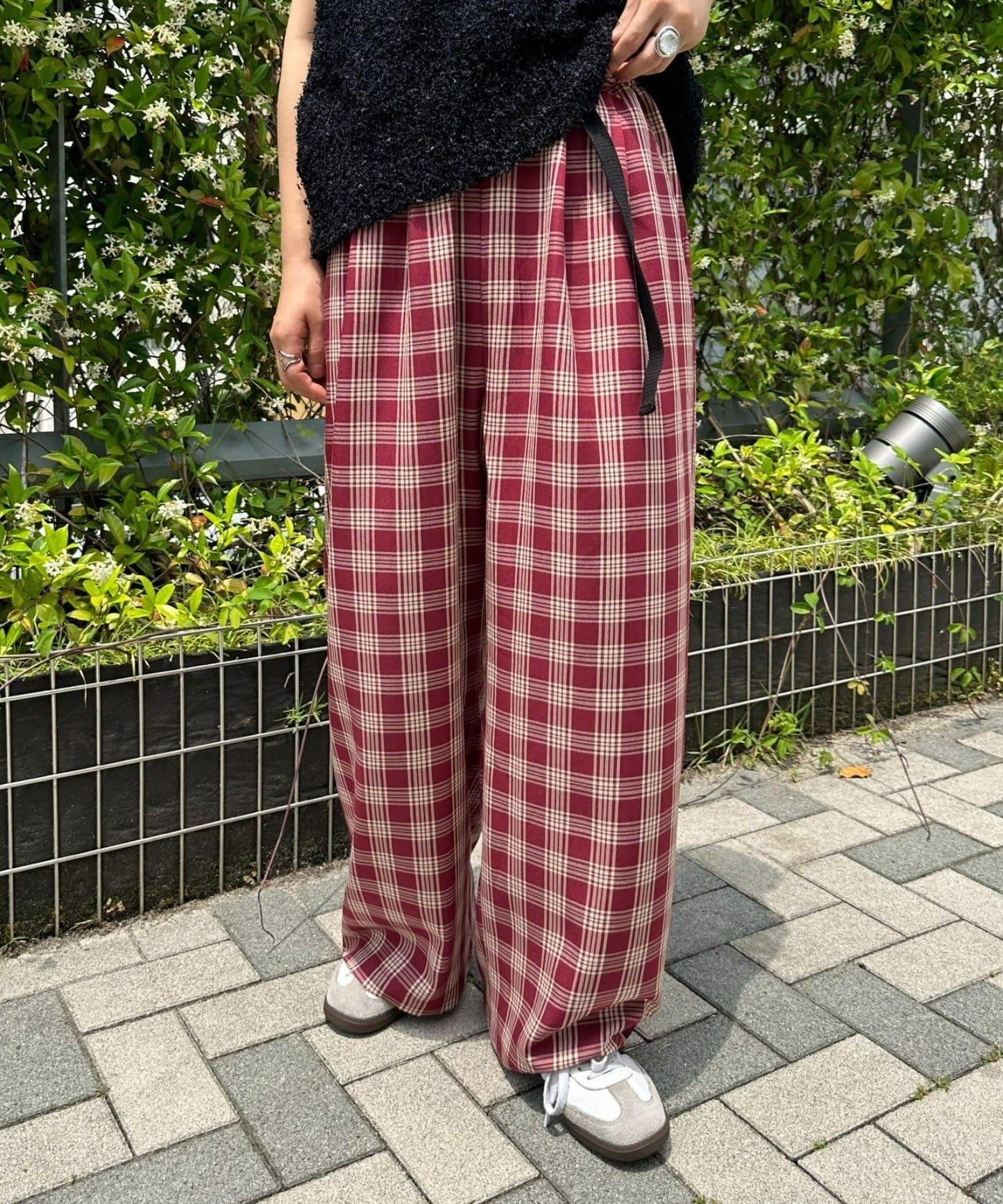 【UNISEX】側邊腰帶寬鬆西裝褲