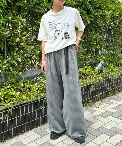 【UNISEX】側邊腰帶寬鬆西裝褲