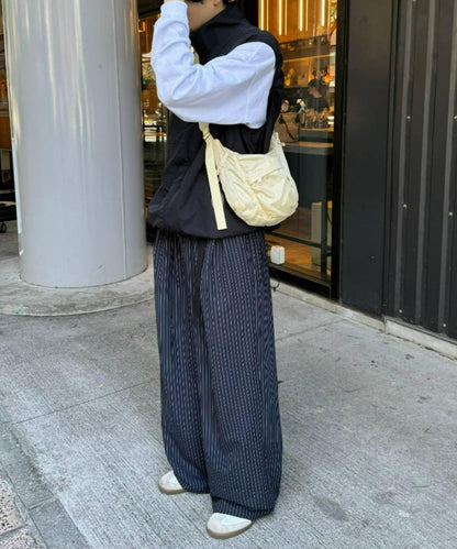 【UNISEX】側邊腰帶寬鬆西裝褲