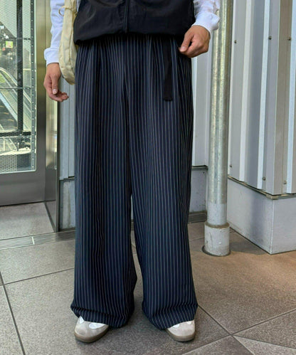 【UNISEX】側邊腰帶寬鬆西裝褲