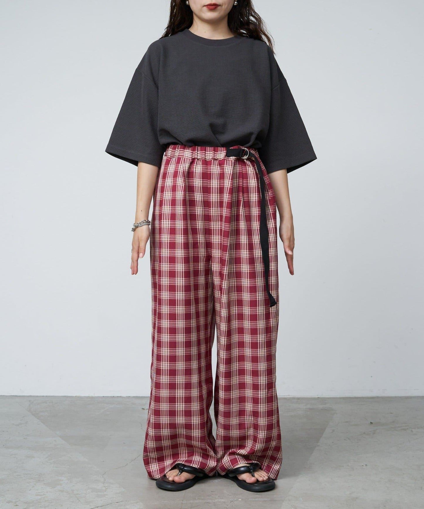 【UNISEX】側邊腰帶寬鬆西裝褲