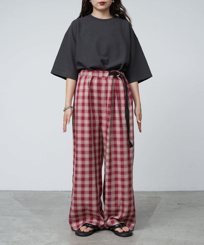 【UNISEX】側邊腰帶寬鬆西裝褲