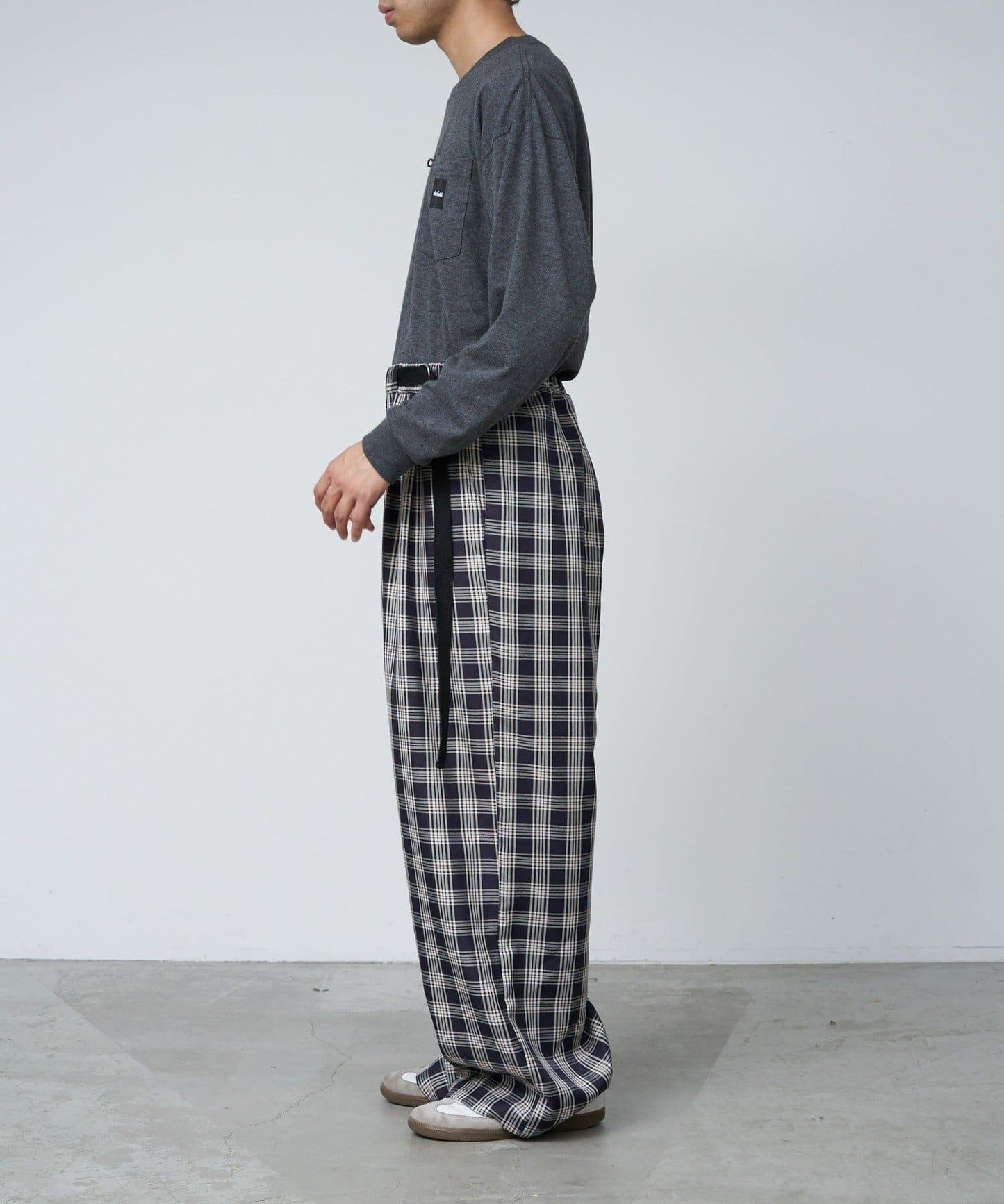 【UNISEX】側邊腰帶寬鬆西裝褲