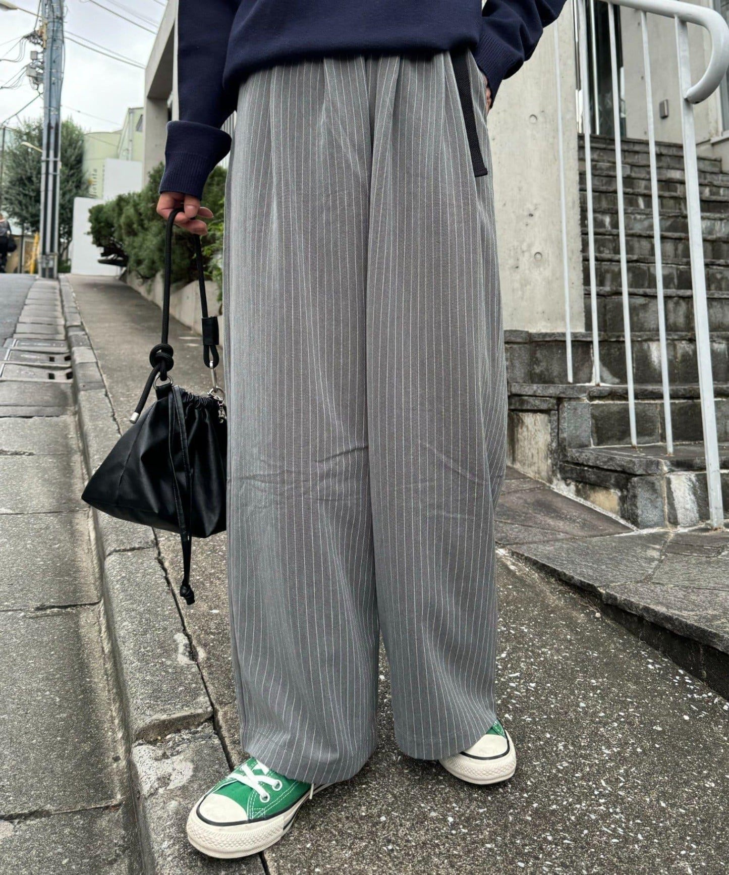 【UNISEX】側邊腰帶寬鬆西裝褲