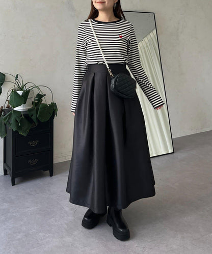 愛心刺繡條紋長袖T恤