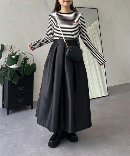 愛心刺繡條紋長袖T恤