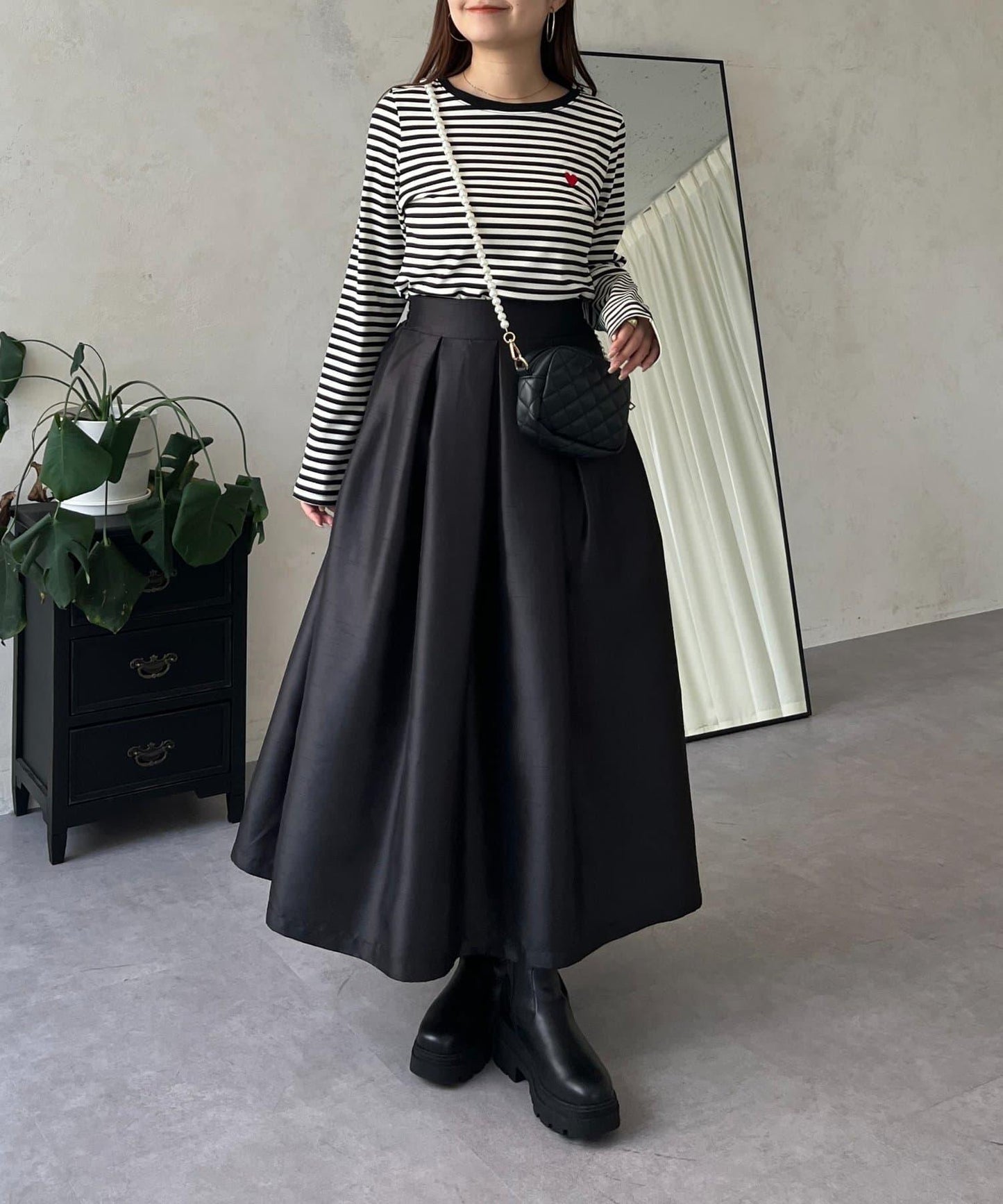 愛心刺繡條紋長袖T恤