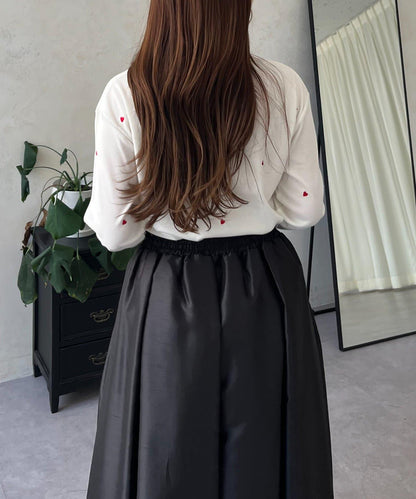 愛心刺繡羅紋長袖T恤