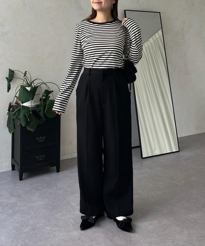 愛心刺繡條紋長袖T恤