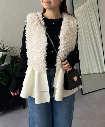 愛心刺繡羅紋長袖T恤