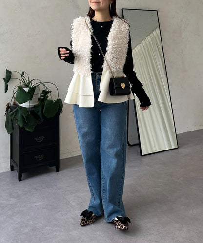 愛心刺繡羅紋長袖T恤