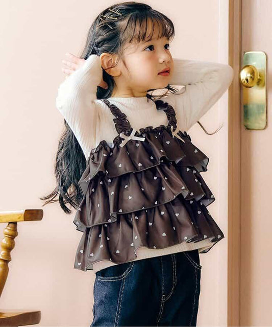 櫻桃愛心圖案層疊上衣