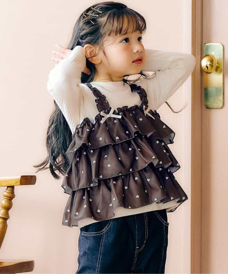 櫻桃愛心圖案層疊上衣